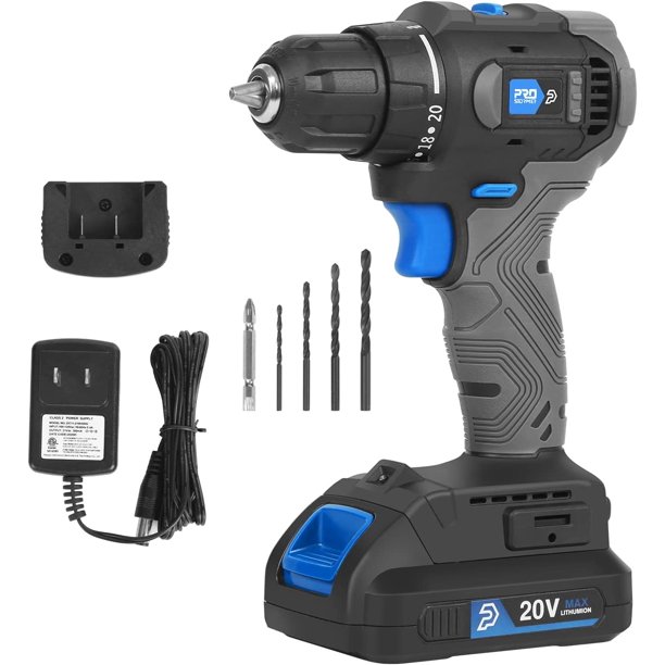 PROSTORMER 20V Brushless Electric Drill, 45NM Outdoor Cordless Power ...