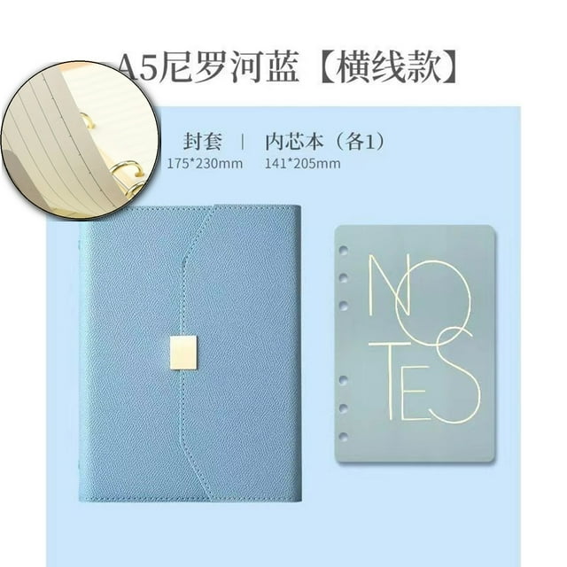 Dvruxg A5 Binder Loose-leaf Refillable Notebook Diary Organizer - 100 Sheets of 200-Page, 9.2×6.7 Inch(Light Blue)