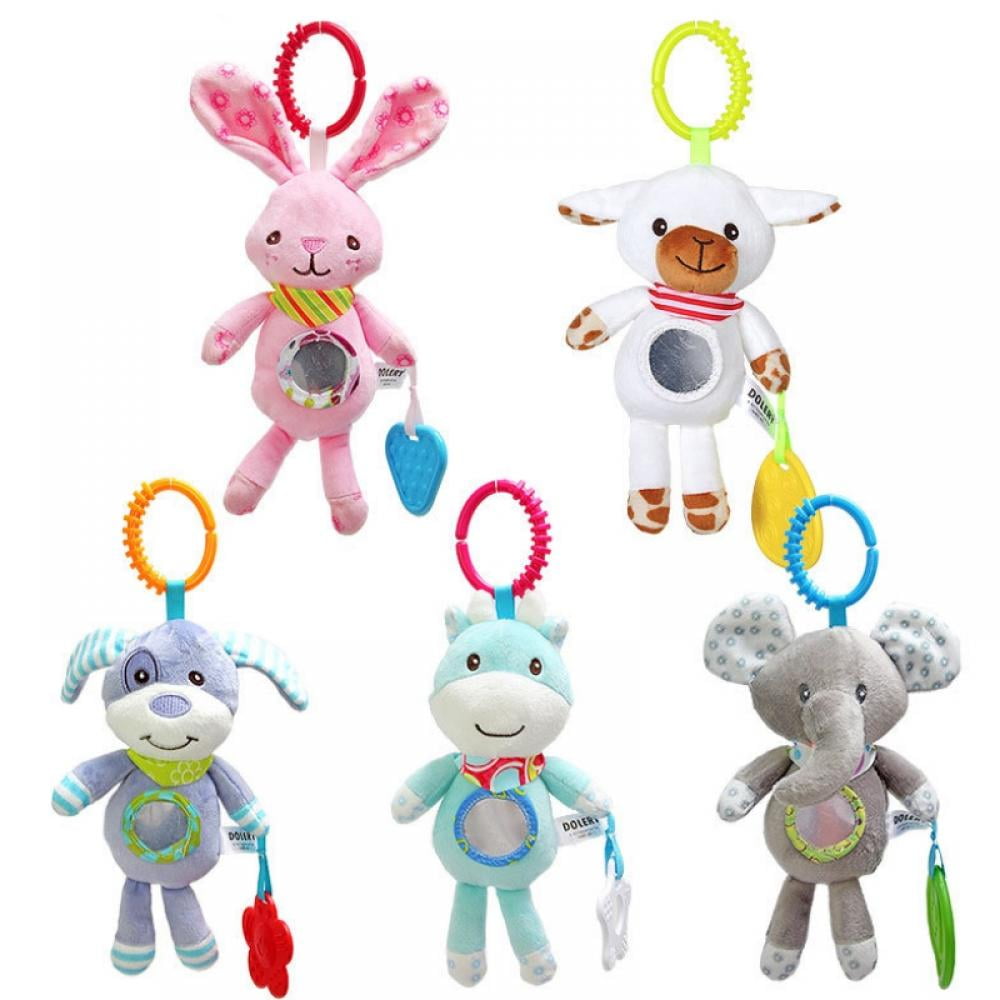 Baby Soft Plush Stuffed Animal Toys With Star Teether Hanging Stroller Sound Toy 