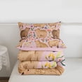 thumbnail image 5 of Erosebridal Capybara Lover Queen Comforter Set,Cartoon Mouse Rustic Floral Bedding Comforter Set For Girls Kids ,Reversible Pink 3-Piece, 5 of 7