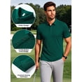 thumbnail image 3 of Cadmus Men's Polo Shirt Quick Dry Performance Short Sleeve Tactical Shirts Pique Jersey Golf Shirt,8688,Dark Green,XL, 3 of 7