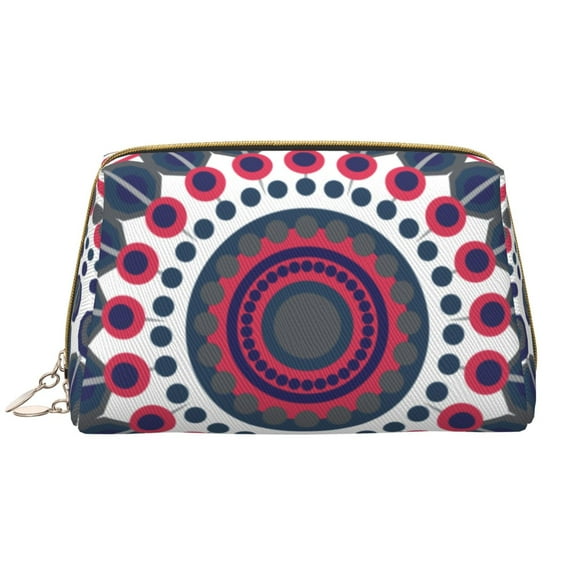 Large Clutch Leather Makeup Bag, Geometric Pattern Travel Toiletries Bag, Ladies Cosmetic Storage Bag