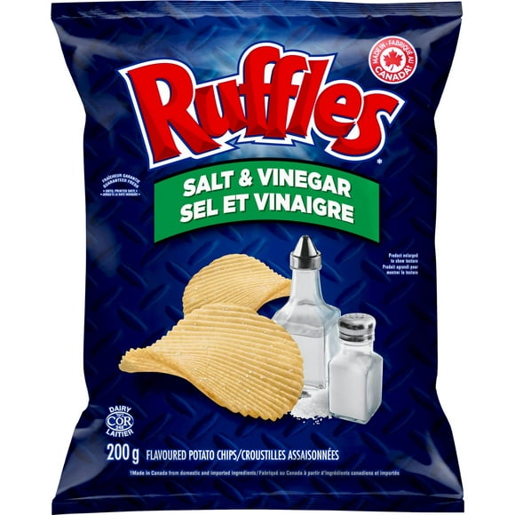 Ruffles Salt & Vinegar Flavoured Potato Chips, 200g