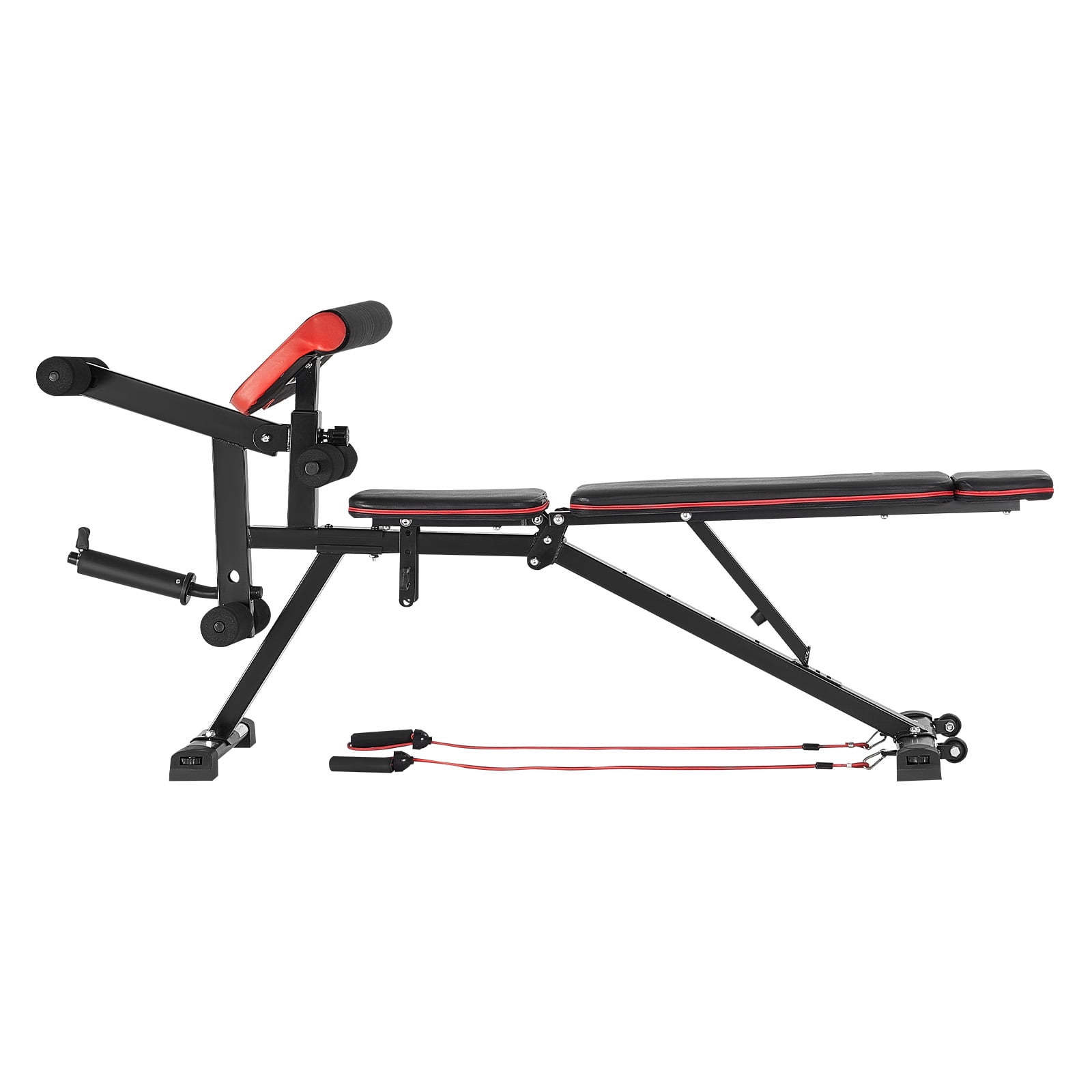 KFFKFF Strength Training Bench, 800lbs Capacity Adjustable Workout Bench for Comprehensive Body Exercise, Home Gym Fitness Sit-up Bench, Flat Bench Equipped with Leg Extension, Preacher Pad