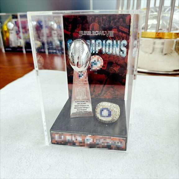 1973 Miami Dol Sup Bo VII Championship Trophy  Ring with Display Case Trendy Accessory Durable Collectible Championship Gift For Christmas Halloween Gifts.