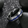 thumbnail image 4 of Tioneer Tungsten Carbide Silver Wedding Band w/ Blue or Red Cubic Zirconia Eternity Style w/ Step Edges 8mm Ring, 4 of 5