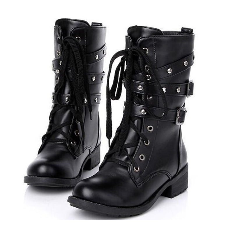 Meigra Cool Women Goth Punk Ankle Boots 