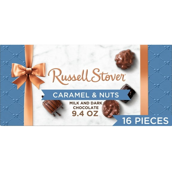Russell Stover in Milk & Dark Chocolate Caramels & Nuts 9.4 oz