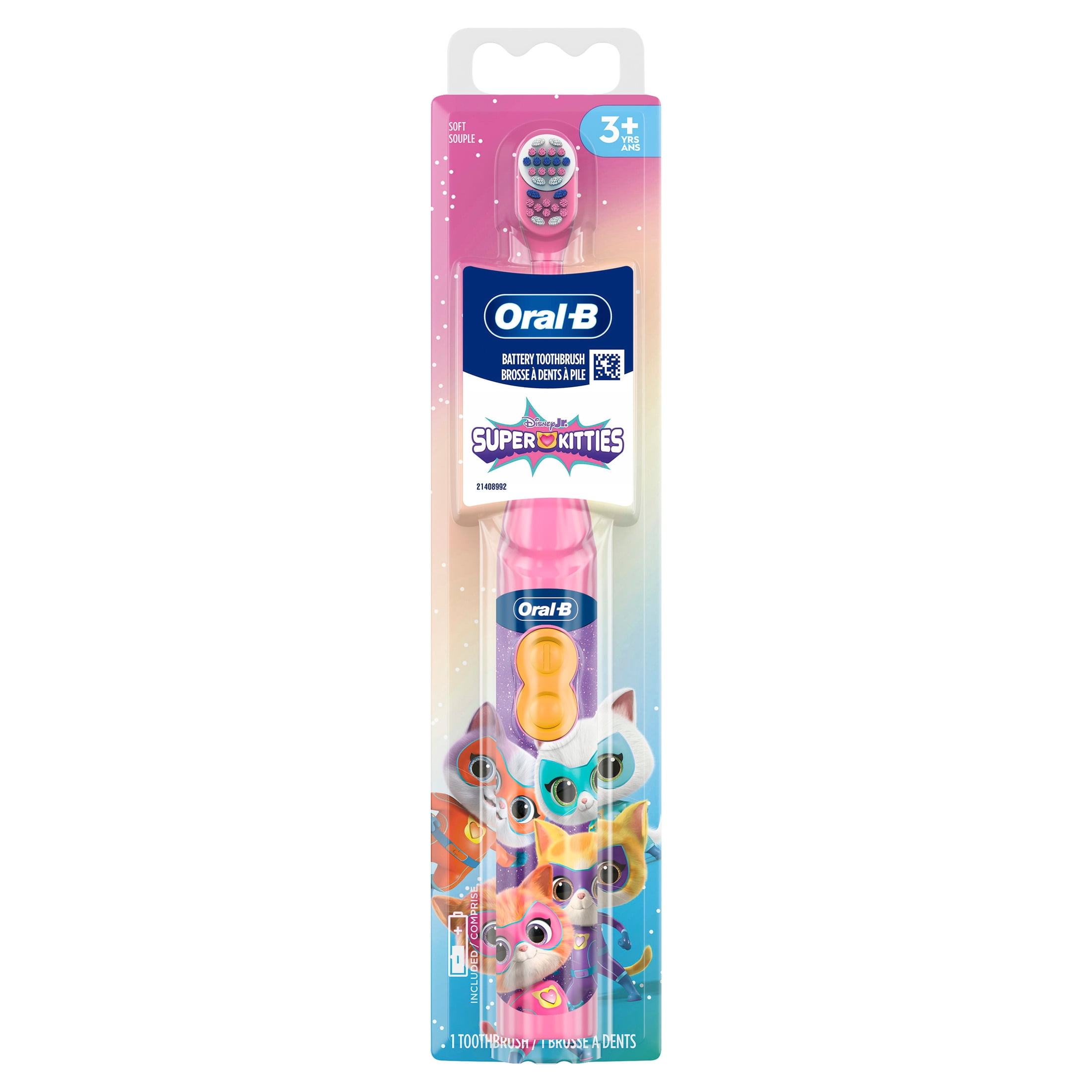 Oral-B Kid's Battery Toothbrush featuring Disney's Super Kitties, for Kids 3+