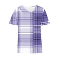 thumbnail image 5 of Swuxness Women Short Sleeve Casual T Shirts, Spring and Summer Tops, Ladies V-Neck Printed Button Comfortable Fashion Loose Pullover Tee Purple, M, 5 of 5