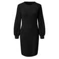 thumbnail image 4 of Mode Femme Chandail à Manches Longues Automne Uni Décontracté Robe Chandail en Molleton Col Rond, 4 of 7