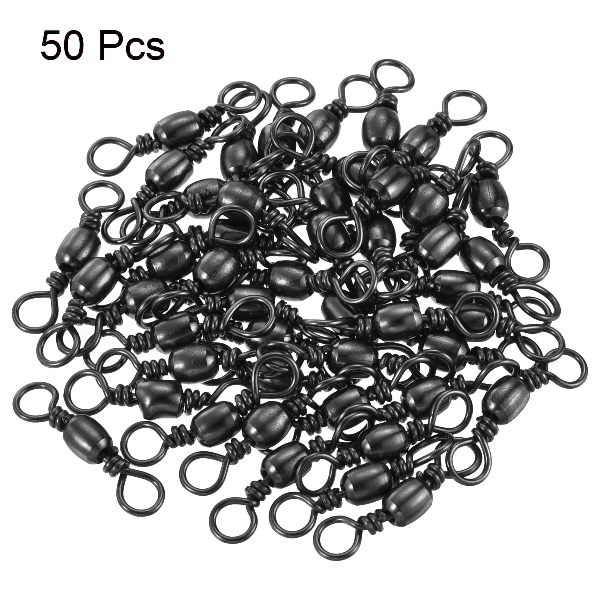 Uxcell 110LBS Stainless Steel Fishing Barrel Swivels, Black 50 Pack 