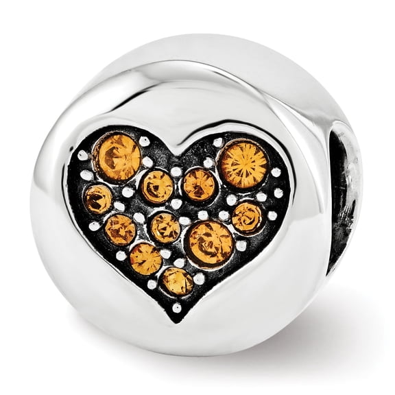 Sterling Silver Reflections Nov Yellow Crystal Balance Heart Bead