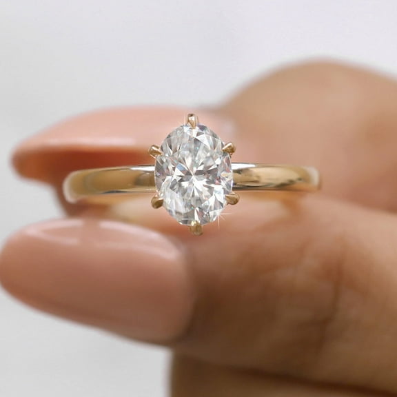 JEWELEGANT 1.5 Ct Oval Moissanite Diamond Hidden Halo Engagement Ring for Women