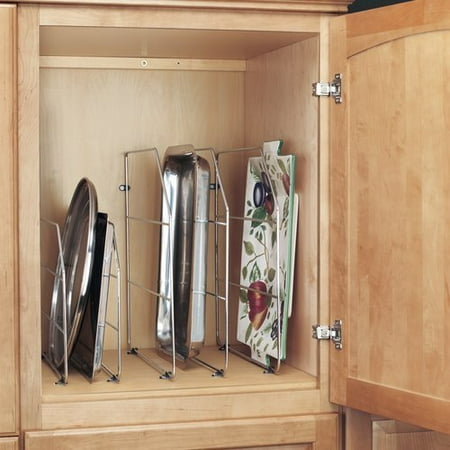 Chrome Manual Exposed Bed Pan Rev-A-Shelf 12 Inch Height Tray Divider for Baking Sheets, Dishes - Chrome, Min. Cabinet Opening: 4