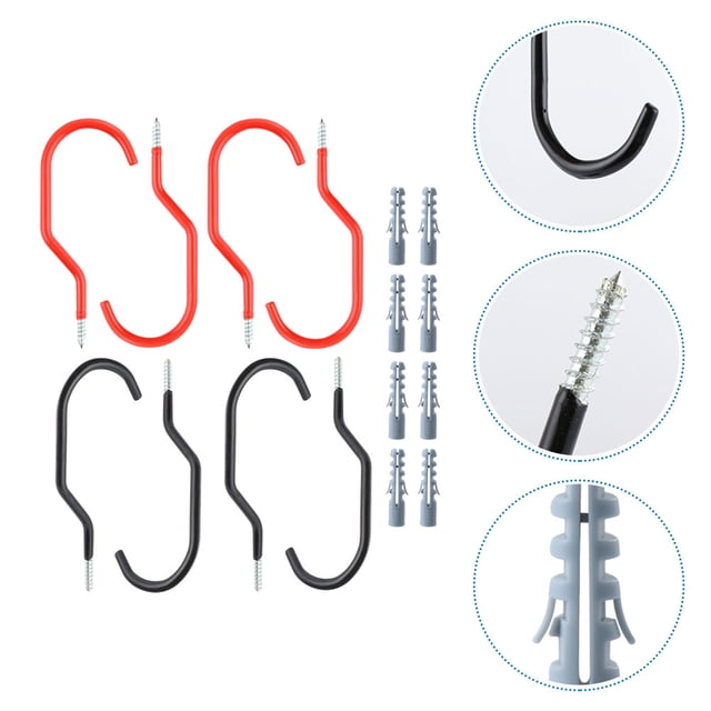 RUNROTOO 16 Pcs Bike Wall Hook Wall Mounted Hooks Black For Homeowners Storage