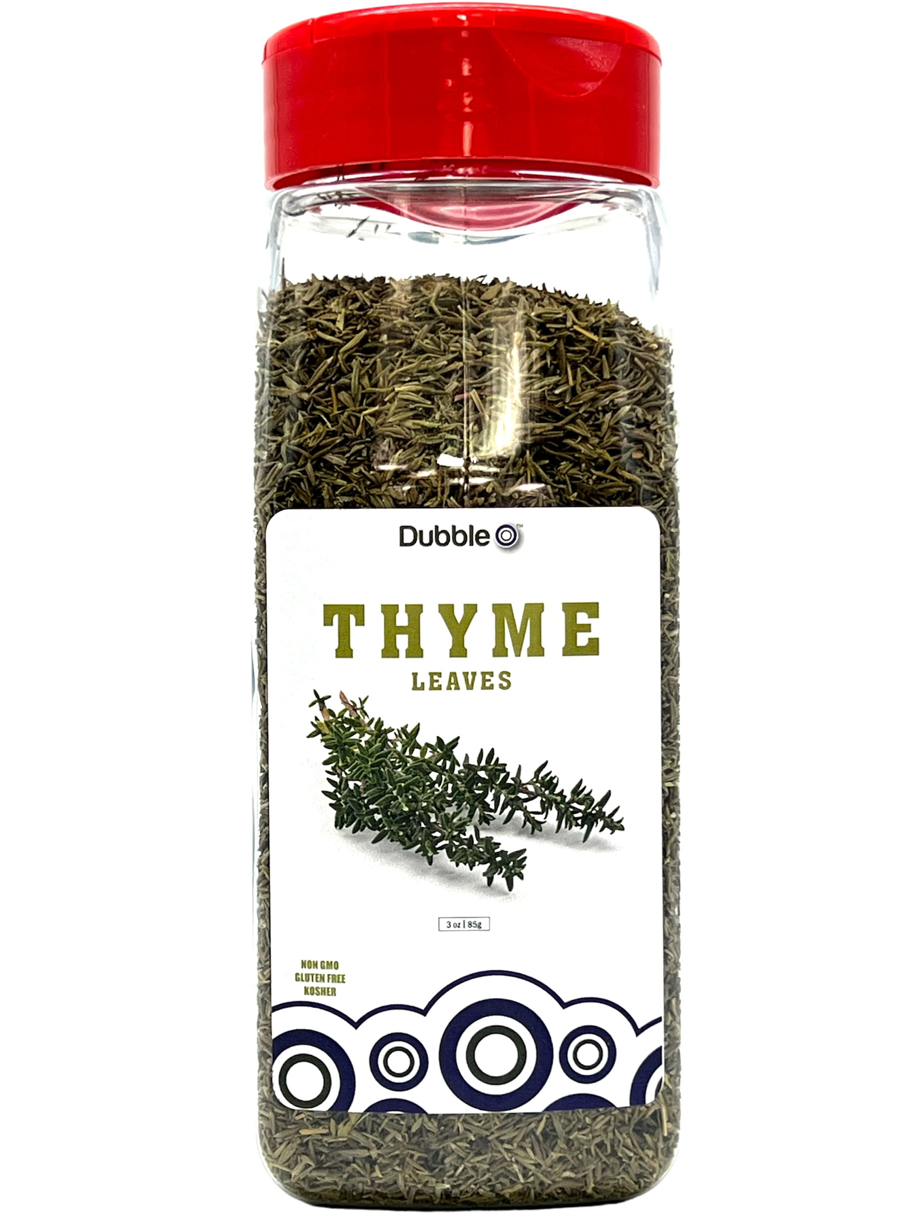 Thyme Leaves 3 oz. Non GMO, Kosher, Halal, and Gluten Free Dubble O Brand