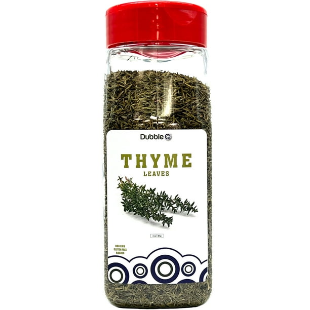 Thyme Leaves 3 oz. Non GMO, Kosher, Halal, and Gluten Free Dubble