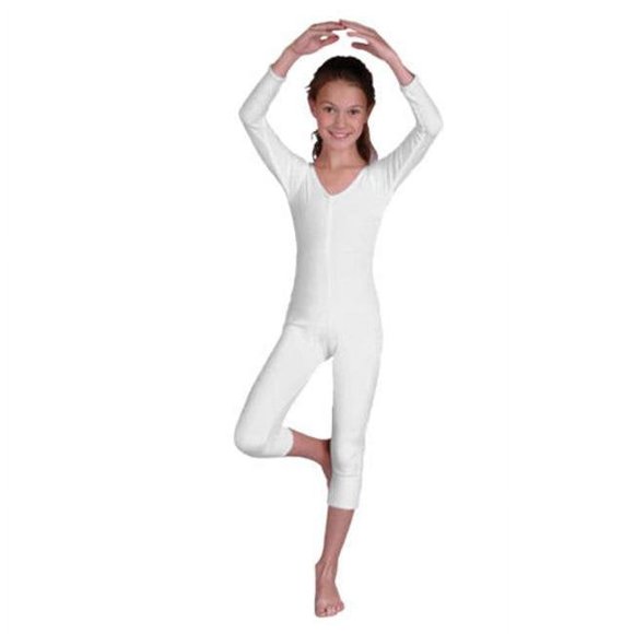 RG Costumes 103-03-XL Girls Velvet Unitard, White - Extra Large 12-14