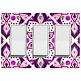 thumbnail image 1 of Metal Light Switch Plate Cover Purple Pink Flower Mandala Tile Pattern MDL036, 1 of 13