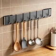thumbnail image 6 of Rack Storage Organizer Wall Mounted Kitchen Utensil Hanger with Hooks for Kitchen Pantry Bathroom Living Room— Steel No Drilling, 15.75 in, Black, 6 of 9