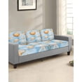 thumbnail image 2 of Coastal Sofa Couch Cushion Covers Washable, Removable Stretchable Sectional Couch Covers, Nautical Beach Shell Starfish Coral Orange Blue Slipcovers for L & T Shape Sofa Protector S Size 1 pc, 2 of 7