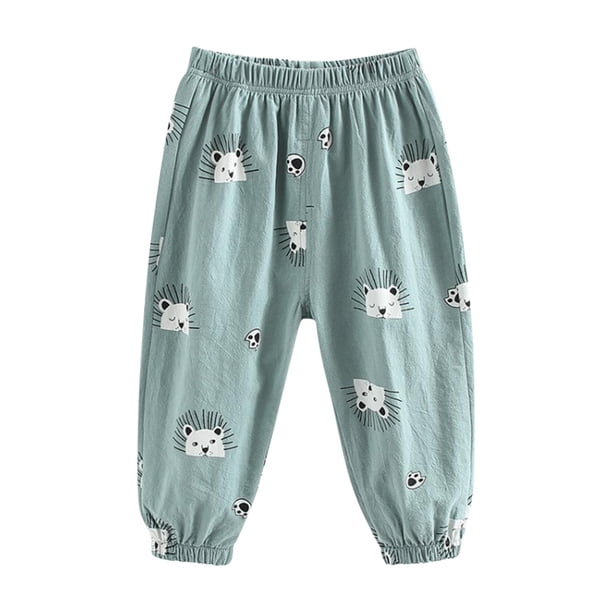 Odeerbi 2-7 Años Niños Niñas Pantalones de Chándal de Algodón de Impresión Lindo Entrenamiento Atlético Deportes Jogger Pantalones Verano Transpirable Suelta Joggers