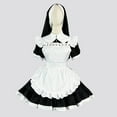 thumbnail image 2 of Elainilye Fashion Women Maid Decoration Female Lace Uniform Dress Plus Size Short Sleeve Round Neck Dress,Black, 2 of 5