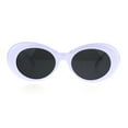 thumbnail image 2 of Womens Thick White Plastic Oval Feminine Retro Sunglasses Black, 2 of 4