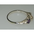 thumbnail image 6 of LBG British Made Luxury Solid 10K White Gold Natural Amethyst and Cultured Pearl Trilogy Ring, 6 of 8