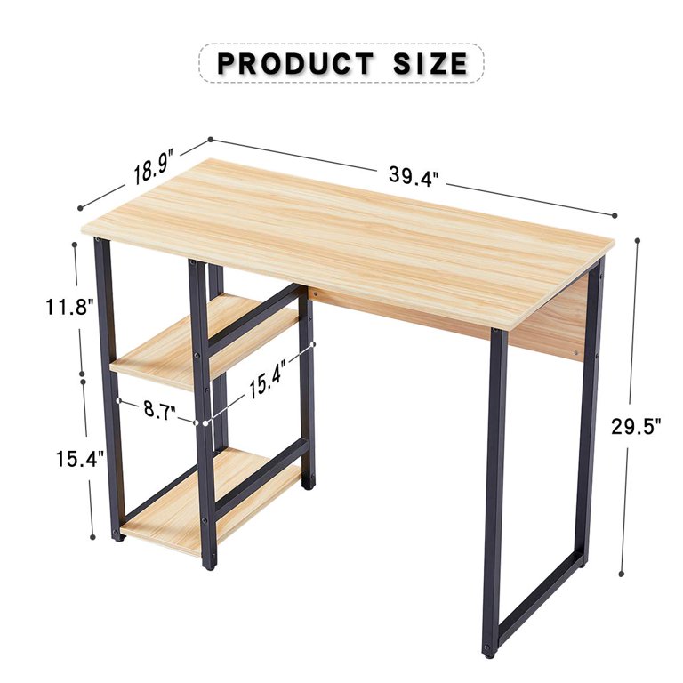 Computer Desk 39.4 Small Spaces Writing Desk with Storage Shelves for Home  Office & Bedroom, Removable Partition 