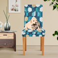 thumbnail image 4 of Yayeee 4 Pack Dining Chair Covers Stretch Parson Chairs Slipcovers Seat Protector, Blue White Geometric Patterns, 4 of 6