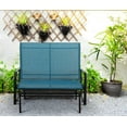 thumbnail image 2 of WYDK Outdoor Glider Rocking Bench Chair Clearance for 2 Person, Patio Loveseat Gliders with 42" High Back for Outside Lawn Garden Deck, Blue, 2 of 9