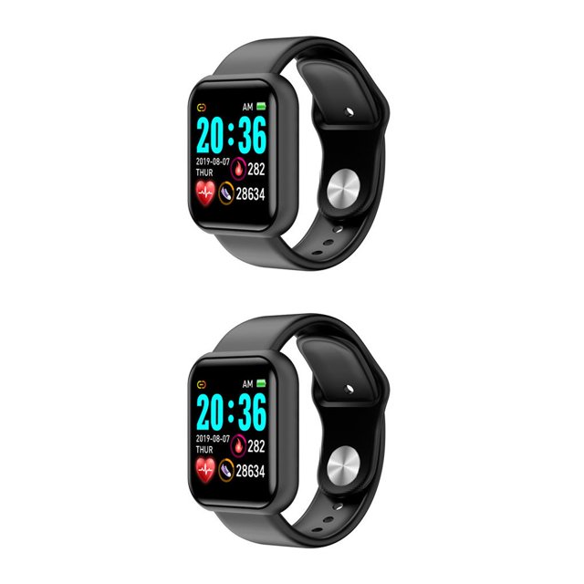 Monstrate cardíaco Cuenta de pasos Reloj inteligente Control remoto de la cámara Seguimiento del sueño Reloj de de fitness Recordatorio Negro 2piezas