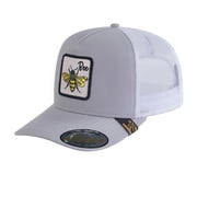 HAVINA PRO CAPS - Embroidered The Bee - 5 Panel Trucker Hat - Light Grey/White