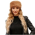 thumbnail image 2 of UTSJKR Faux Fur Headbands for Women, Fluffy Winter Headbands for Women, Womens Winter Headband with Elastic Khaki, 2 of 7