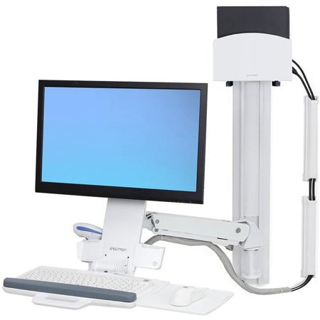 UPC: 0698833051698 | Ergotron 45-273-216 Styleview Sit-Stand Combo System with Small CPU Holder – White
