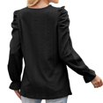 thumbnail image 4 of Ankola Womens Eyelet Embroidery Tops 2024 Puff Long Sleeve Crew Neck Blouses Casual Solid Pullover Loose Basic Tee Shirt, 4 of 4