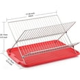 thumbnail image 2 of J&V TEXTILES Foldable Dish Drying Rack with Drainboard, Stainless Steel 2 Tier Dish Drainer Rack, Collapsible Dish Drainer, Folding Dish Rack for Kitchen Sink, Countertop, Cutlery, Plates Red, 2 of 8