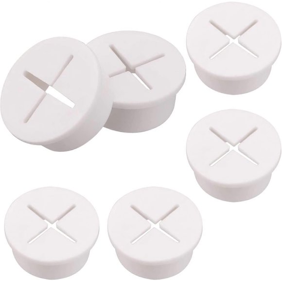 6pcs Flexible Silicone Cable Cord Grommet, White Rubber Grommets
