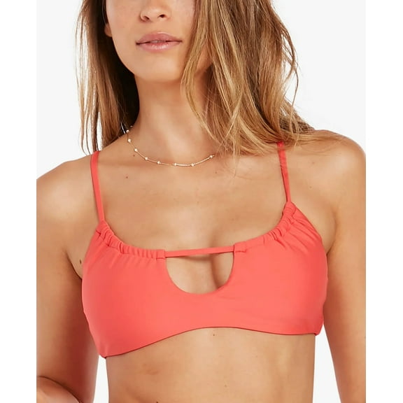 Volcom Juniors Red Simply Seamless Drawstring Swim Top