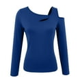 thumbnail image 5 of ZQGJB Womens Cutout Tops Trendy Sexy Long Sleeve Shirts Trendy Basic Solid Color Slim Fit Athletic Tees 2025 Fall Fashion Going Out Tshirts Clothes Blue XXL, 5 of 6