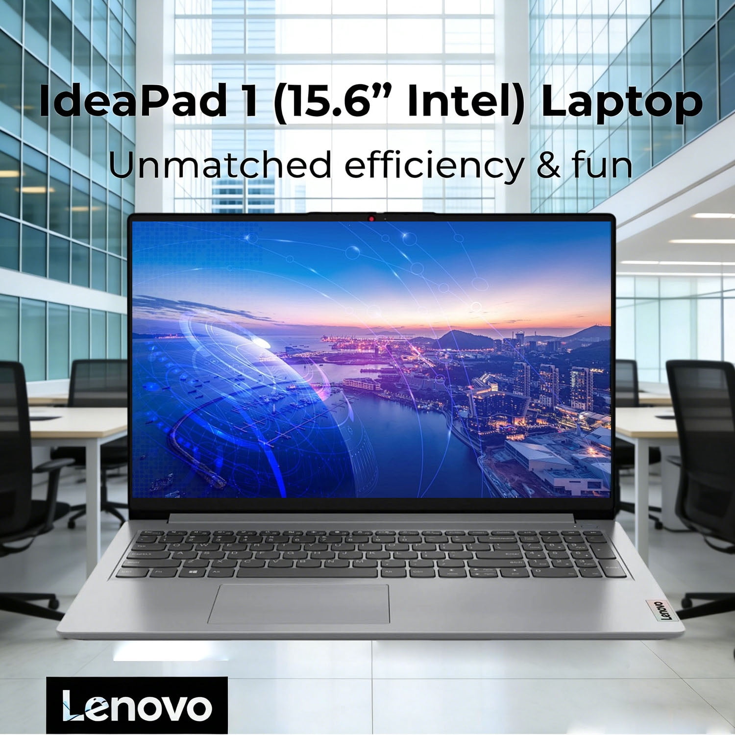 Lenovo IdeaPad 15.6" FHD Laptop, Intel Pentium Silver N6000, 12GB RAM, 128GB eMMC + 256GB SSD, W11H
