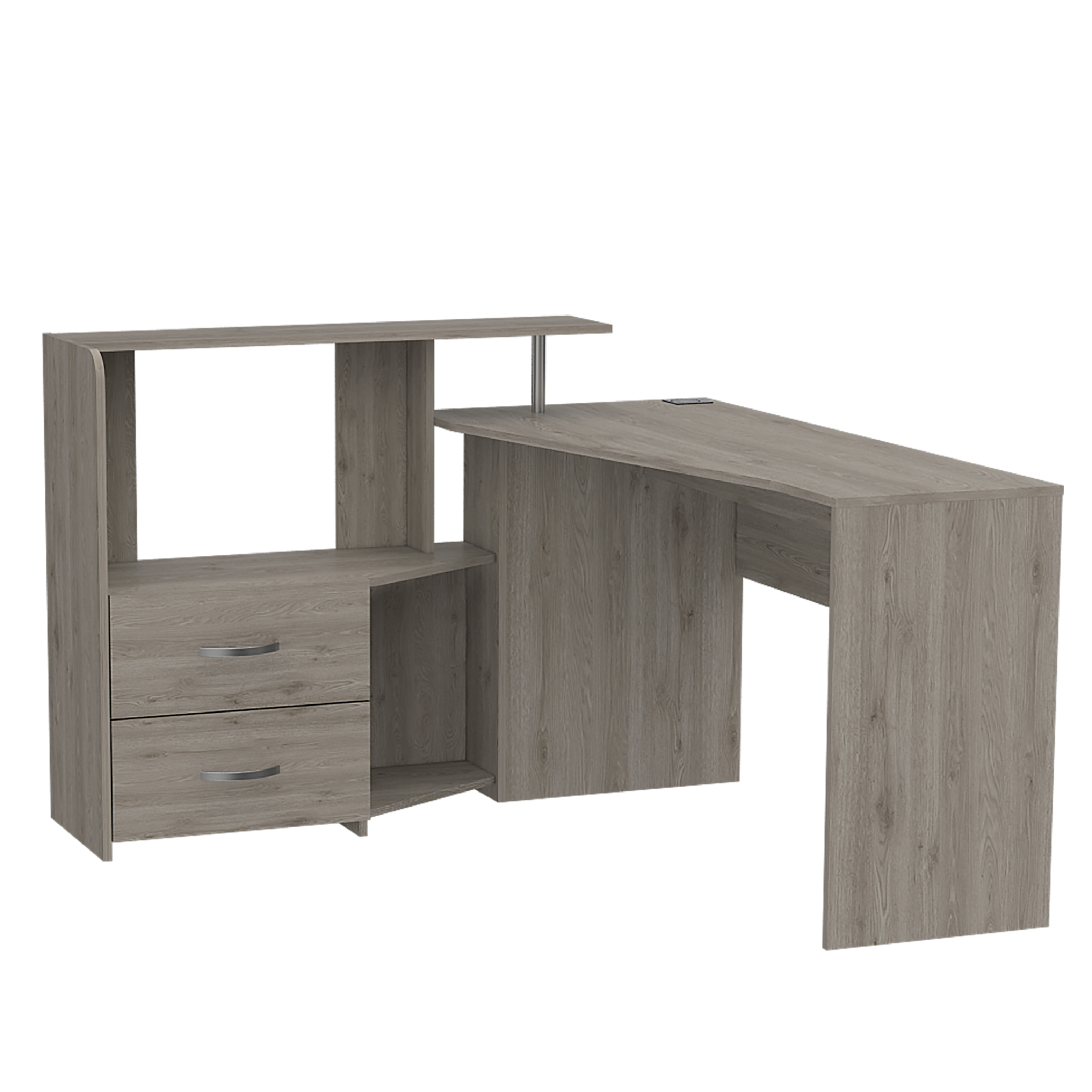 Depot Asturias LShaped Computer Desk, Light Oak, Modern