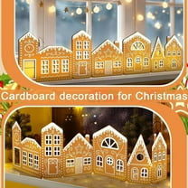 Christmas Light-Up Gingerbread Village Decor - Includes 2 Gingerbread House Cardboards & 1 String Light, Festive Holiday Decoration for Home, Mantel & Tabletop, Adds Warm Christmas Ambiance, 39*9.8in