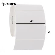 Zebra 4 x 2 in Thermal Transfer Polypropylene Labels PolyPro 3000T Permanent Adhesive Shipping Labels - 1 in Core - 4 Rolls