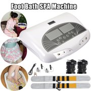 Dual Ion Detox Ionic Aqua Foot Bath Spa Cleanse Machine Beatuty Sauna Massagers Backscratchers Infrared Belt LED Display w/2pcs Round Detox Arrays, Aluminum Storage Case