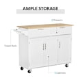 thumbnail image 3 of White Rolling Kitchen Island Cart with Drawers & Cabinets - 48" Kitchen Storage for Dining Room, Modern Design, Rubberwood Top, 3 of 7