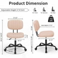 thumbnail image 4 of edx Adjustable Height Armless Office Desk Chair with Wheels, PU Leather Mid Back 360°Swivel Small Computer Chair, Modern Task Chair for Home Office Reading Meeting Room, Pink, 4 of 8