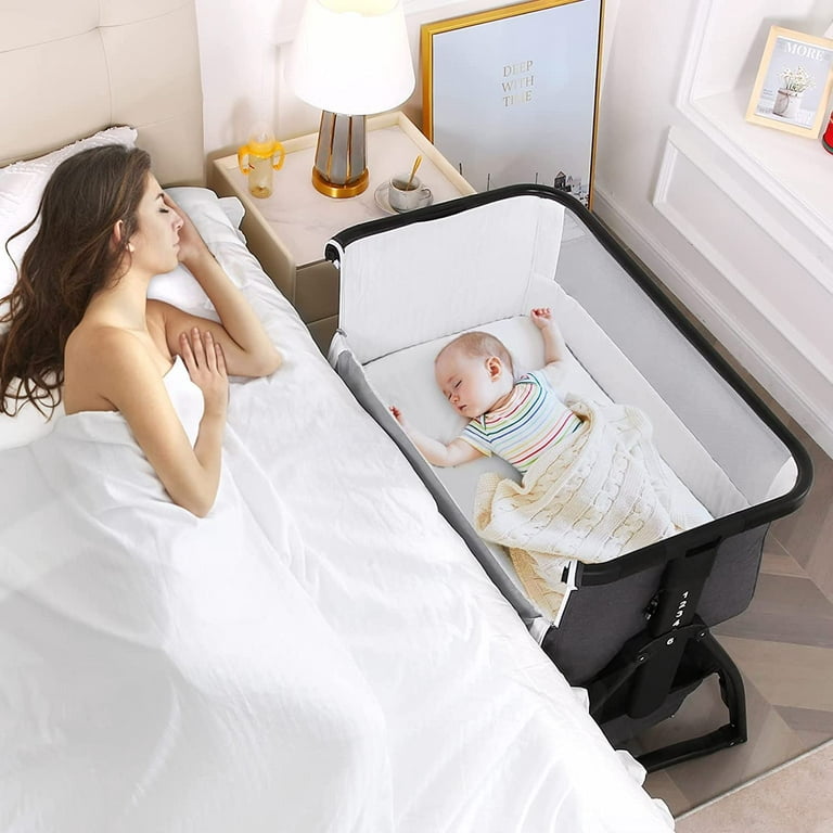 Baby Bassinet Bedside Sleeper, Baby Bed to Babies Cradle, Adjustable 7-Level Portable Bed for Newborn/ Infant/ Baby Boy/ Baby Girl (Light Gray) - Walmart.com